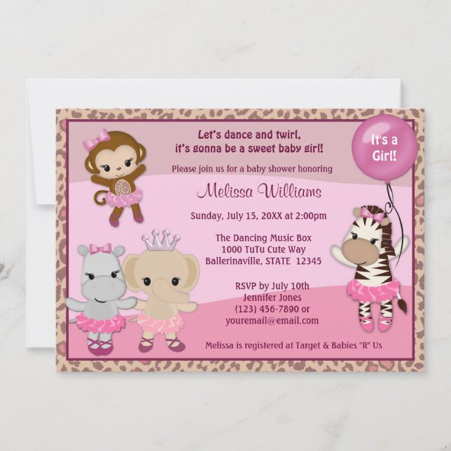 Invitation à l'Baby shower Tu te Cute MONKEY GIRL  (Devant)
