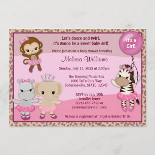 Invitation à l'Baby shower Tu te Cute MONKEY GIRL 