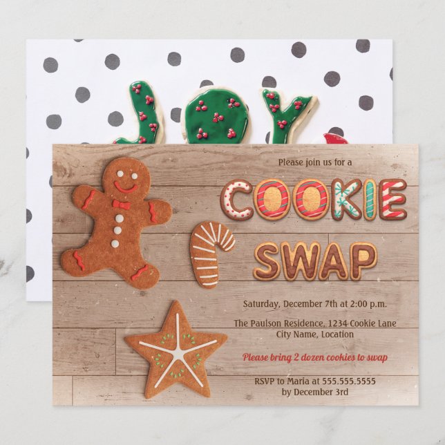 Invitation à l'échange de biscuits de fêtes (Devant / Derrière)