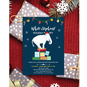 Invitation à l'échange de cadeaux éléphant blanc