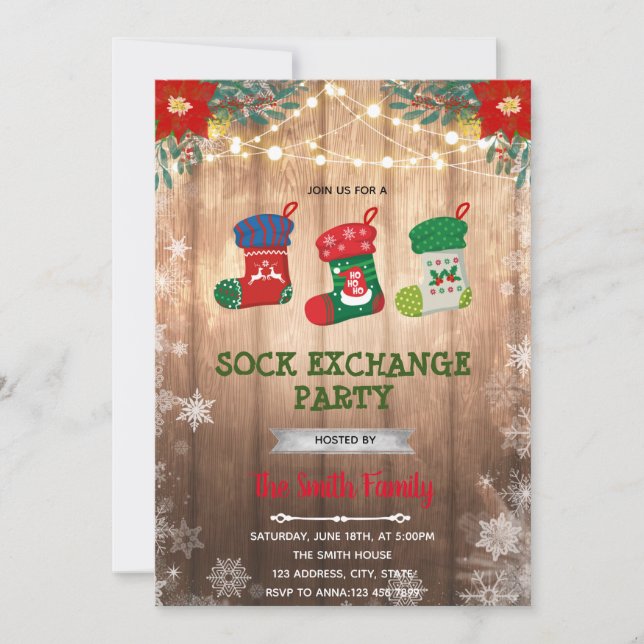 Invitation à l'échange de chaussettes de Noël (Devant)