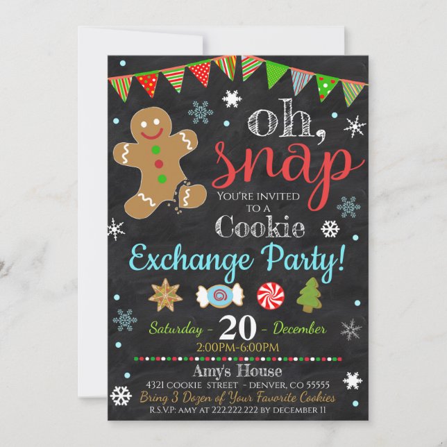Invitation à l'échange de cookies de Noël (Devant)