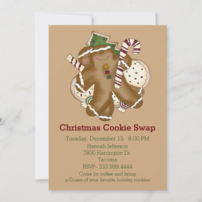 Invitation à l'échange de cookies de Noël (Devant)