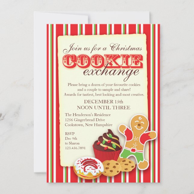 invitation à l'échange de cookies de Noël (Devant)