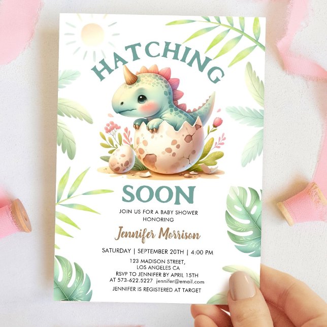 Invitation À l'éclosion bientôt ! Cute Dino Dinosaur Baby sho (Créateur téléchargé)