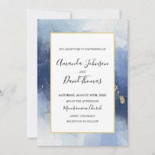 Invitation à l'encre de luxe Blue and Gold Alcohol