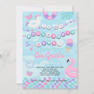 Invitation À l'époque de la fête de la piscine fête d'anniver