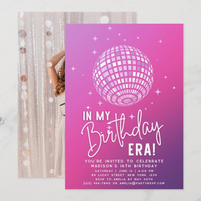 Invitation À l'ère de mon anniversaire, fête de l'ère, fête d (Devant / Derrière)