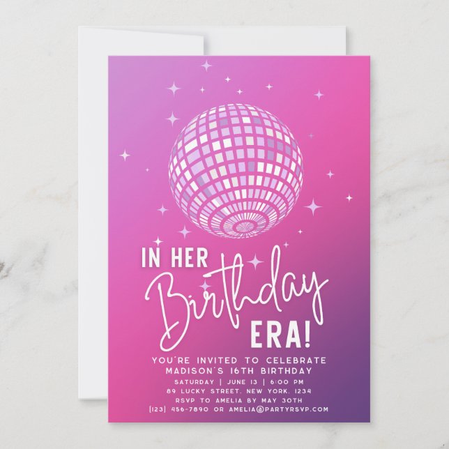 Invitation À l'ère de son anniversaire, fête de l'ère, fête d (Devant)
