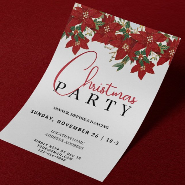 Invitation à l'événement de fête de Noël | Fleurs  (Créateur téléchargé)
