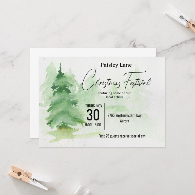 Invitation à l'événement du Festival du Sapin de N (Devant/Arrière en situation)