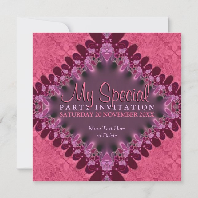 Invitation à l'événement spécial Girly Pink Lace (Devant)