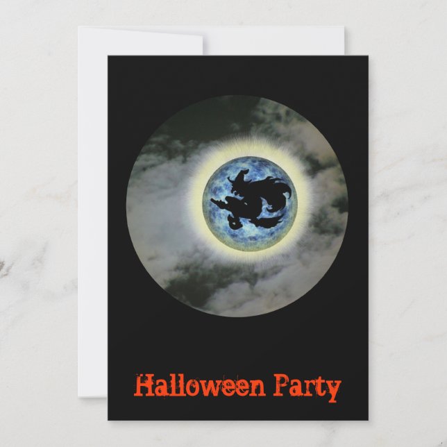 Invitation à l'Halloween de Witch Broomstick Blue  (Devant)
