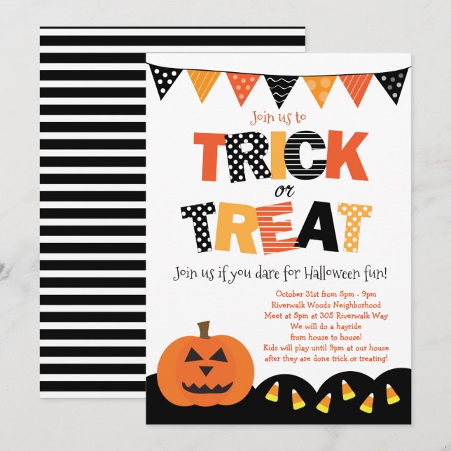 Invitation à l'Halloween ou à traiter (Devant / Derrière)