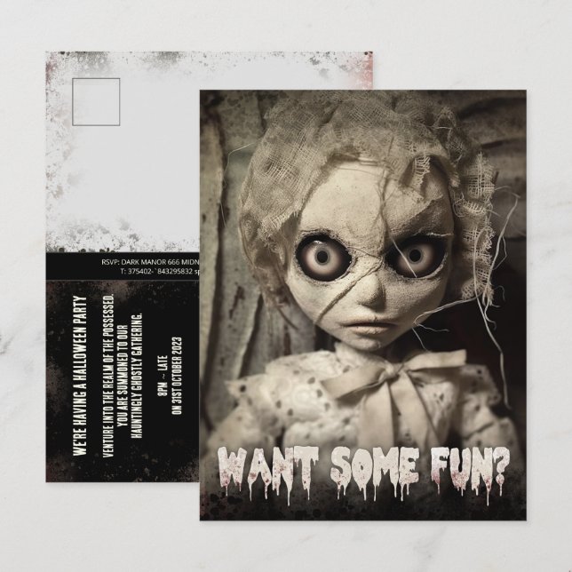 Invitation à l'Halloween pour adultes Déplaisant b (Devant / Derrière)