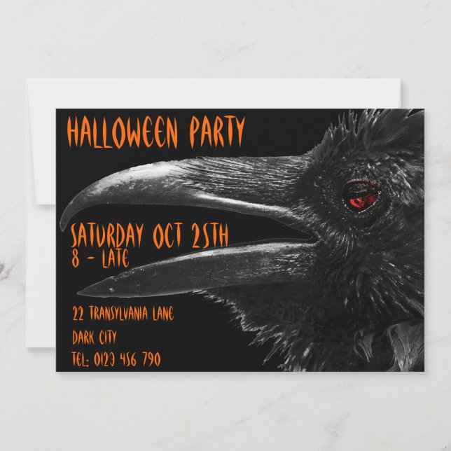 invitation à l'halloween raven effrayant (Devant)