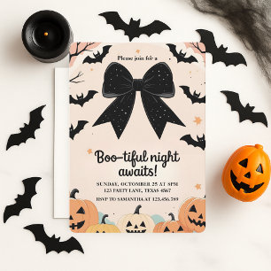 Invitation à l'Halloween rose pour filles