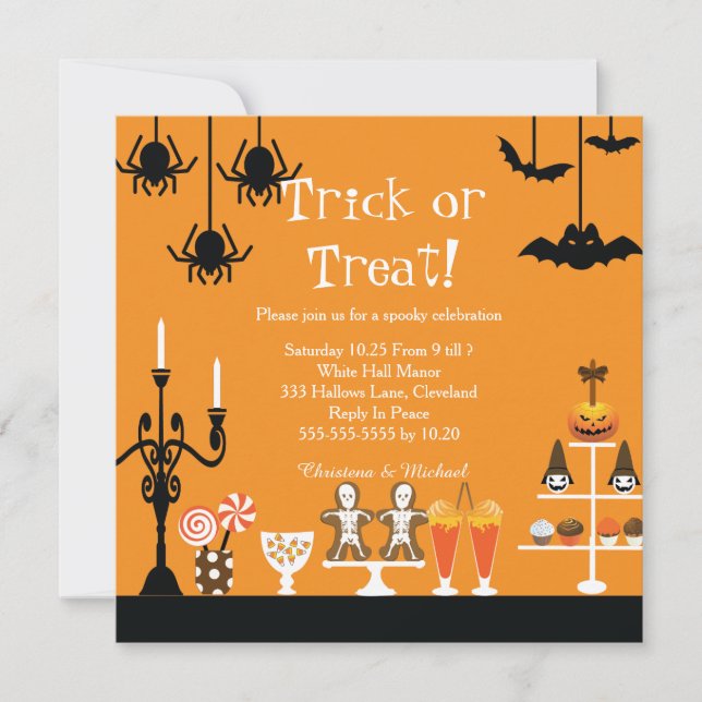 Invitation à l'Halloween sucrée et Éffrayante (Devant)
