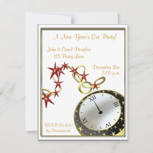 Invitation à l'horloge du réveillon du Nouvel An (Devant)