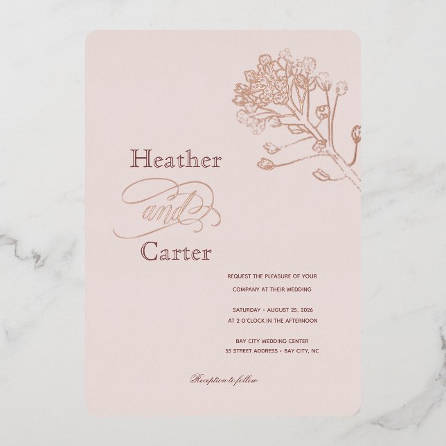 Invitation à l'huile botanique rose Pearl (Recto)