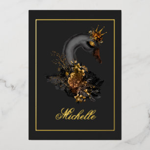 Invitation à l'huile de quinceañera en cygne noir