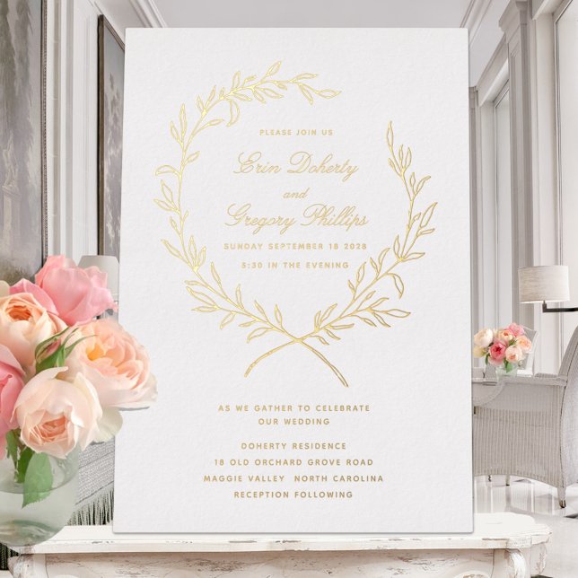 Invitation à l'huile d'or de feuille d'olive romai (Créateur téléchargé)