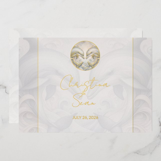 Invitation à l'huile d'or Mariage Whimsy moderne (Recto/Verso)