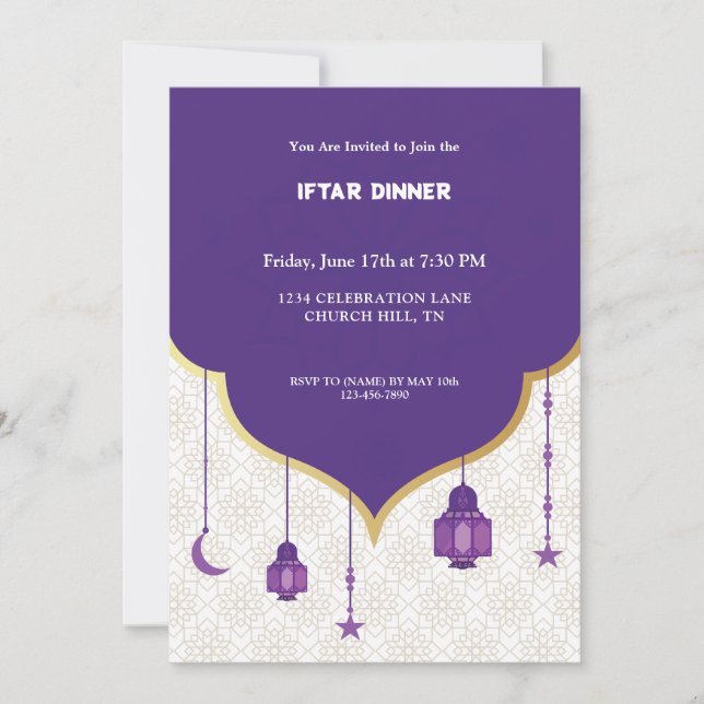Invitation à l'iftar pourpre (Devant)