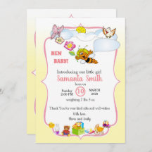 invitation à l'introduction des bébés, fille