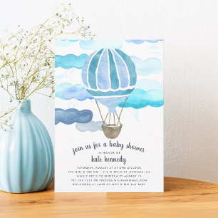 Invitation À l'invitation du Baby shower aérien Bleu