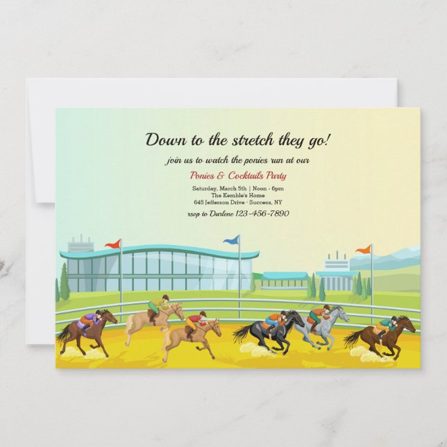 Invitation À L'Invitation Du Racetrack Horse Racing Party (Devant)