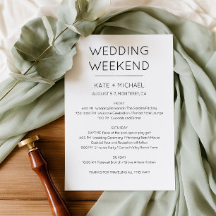 Invitation à l'itinéraire d'un week-end de mariage
