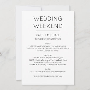 Invitation à l'itinéraire élégant de weekend de ma