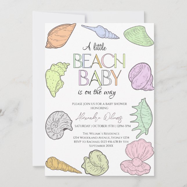 Invitation A Little Beach se trouve sur le chemin du Baby sho (Devant)