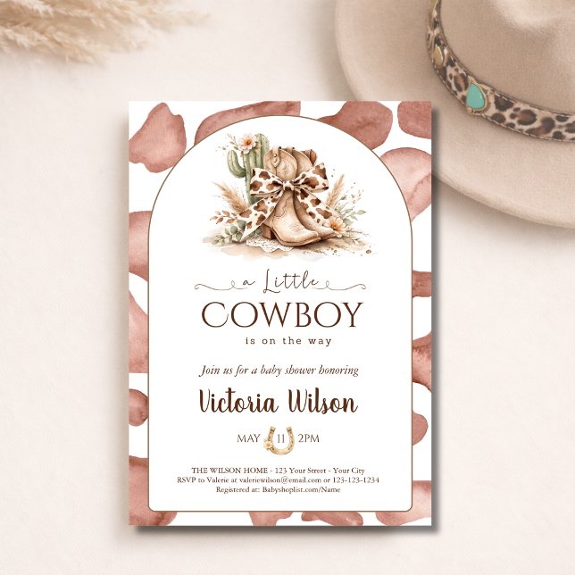 Invitation A Little Cowboy Western Boy Baby Shower Arched (Créateur téléchargé)