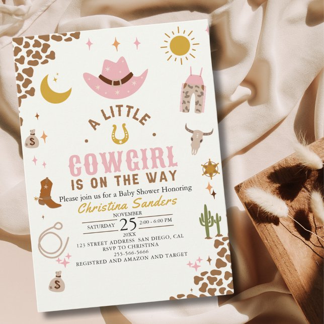 Invitation A Little Cowgirl Is on The Way Cute Baby Shower (Créateur téléchargé)