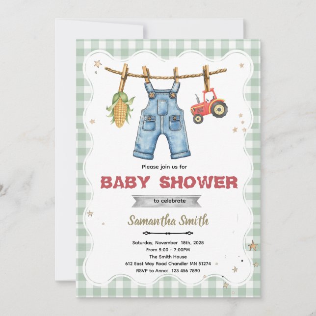 Invitation A Little Farmer is on the Way shower invite (Devant)