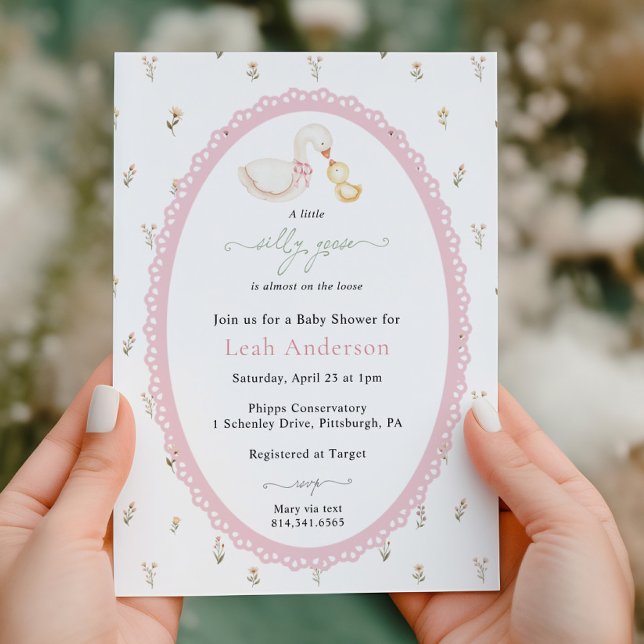 Invitation A Little Silly Goose Pink Girl Baby Shower (Créateur téléchargé)