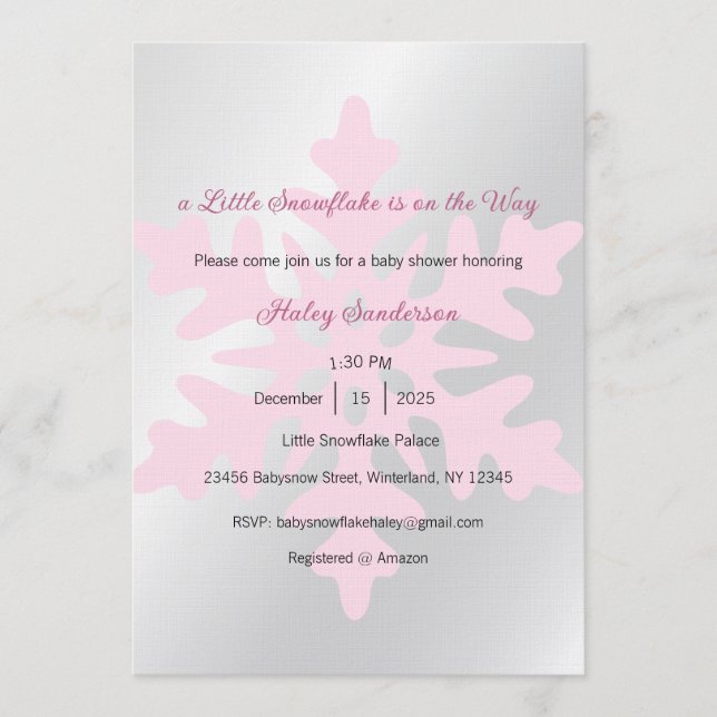 Invitation A Little Snowflake is on the Way Invitation, Baby  (Devant)