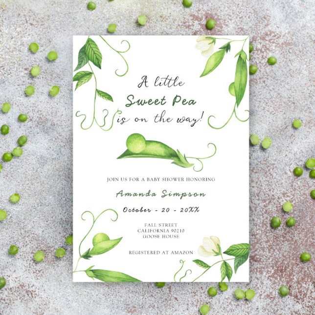 Invitation A Little Sweet Pea Is On The Way Baby Shower (Créateur téléchargé)