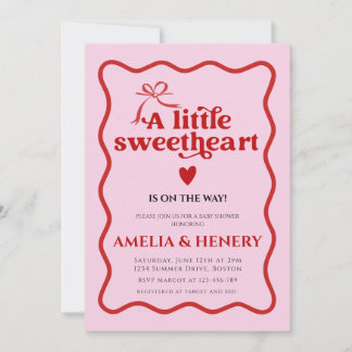 Invitation A Little Sweetheart Girl hearts Baby Shower Invita