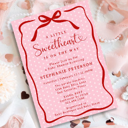 Invitation A Little Sweetheart Is On The Way Girl Baby Shower