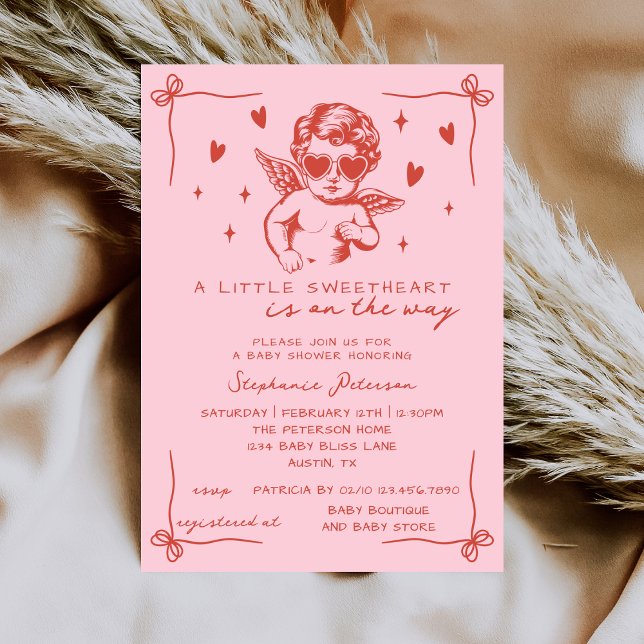 Invitation A Little Sweetheart Valentine’s Cupid Baby Shower (Créateur téléchargé)