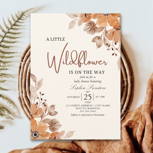 Invitation A Little Wildflower is on The Way Girl Baby Shower (Créateur téléchargé)