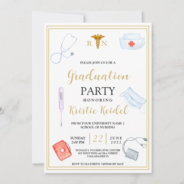 Invitation à l'obtention du diplôme de l'école de  (Devant)