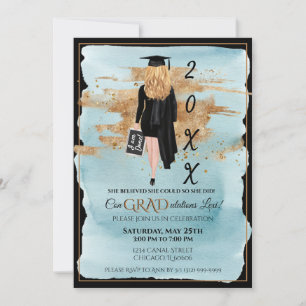 Invitation à l'obtention du diplôme Femme Blonde à