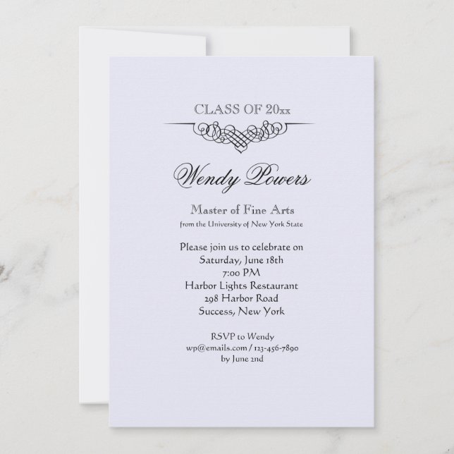 Invitation à l'obtention d'un diplôme de fin d'étu (Devant)