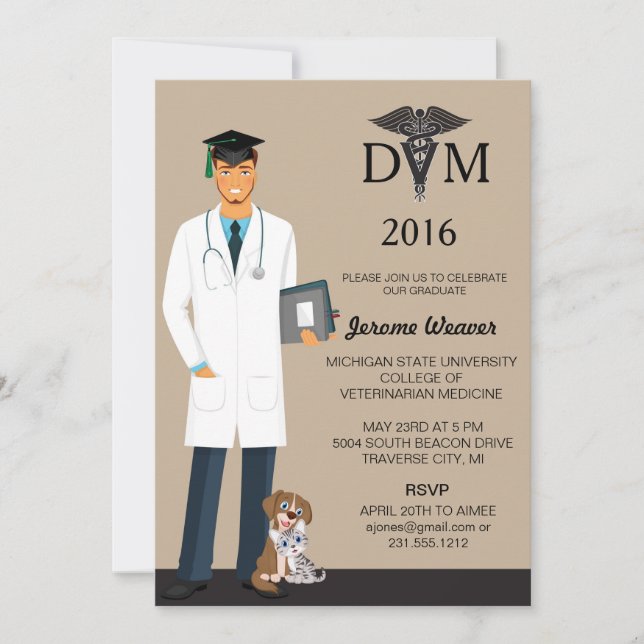 Invitation à l'obtention d'un diplôme d'études vét (Devant)