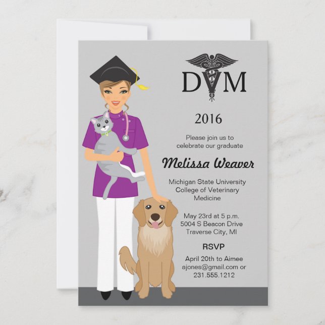 Invitation à l'obtention d'un diplôme d'études vét (Devant)