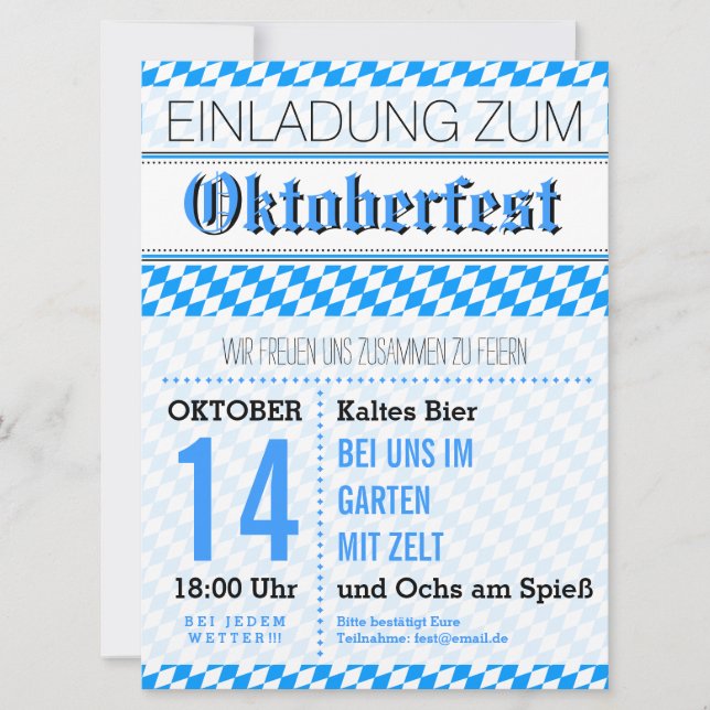 Invitation à l'Oktoberfest (Devant)